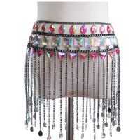 Wholesale Skirts Crystal Fringe Chain Women Bikini Wear Belly Waist Belt Cropped Nightclub Party Festival Burning Man Jewelry