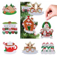 Wholesale Christmas Ornaments DIY Name Blessings Resin Elk Xmas Tree Hanging Decorations Family of Christmas Pendant w