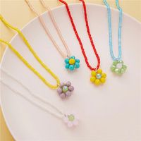 Wholesale Korean Sweet Cute Acrylic Crystal Soft Ceramic Fruit Pearl Flower Bead Pendant Necklace For Women Beaded Necklaces Jewellery