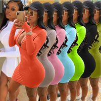 Wholesale Plus Size Clothing Sexy Bodycon Mini Dress Long Sleeve Fall Clothes for Women Fashion Oversized Vestidos Night Party Club Dresses