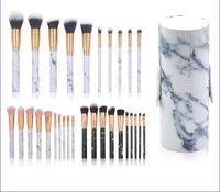 Wholesale 10Pc Set Marbling wool fiber makeup Beauty brush plastic Handle Marble Pattern with PU Bag Powder Contour mixed Eye s Shadow facial Sculpting Highlighter Cosmetic