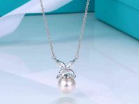 Wholesale Love Key Necklace Female T Gift Box Peach Heart Love Bow Pearl Pendant Clavicle Chain Silver Fashion Jewelry Blue Necklaces G1106