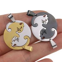 Wholesale 30PC stainless steel Cute lovely cat charm Necklace Lover Girlfriend Gift Set Valentine s Day For Women Jewelry Paired Pendant Y1217