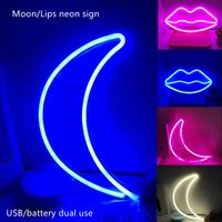 Wholesale Decorative light neon lip moon sign LED night lights bedroom decoration birthday wedding party house wall decor valentines day gift