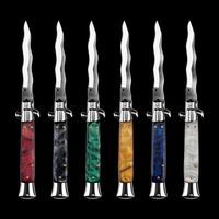 Wholesale OEM Styles inch Kriss Italian Godfather Stiletto mafia knife acrylic Single Action Knives camping Gift Knifes for man inch