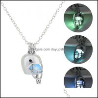 Wholesale Pendant Necklaces Pendants Jewelry Glow In The Dark American Football Helmet For Women Luminous Beads Locket Chains Fashion Sports Gift