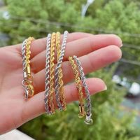 Wholesale Link Chain MM CM Length Stainless Steel Gold Plated Twist Rope Lobster Clasp Women Bracelet Hand Link Couple Jewelry