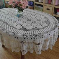 Wholesale Handmade Crochet Table Cloth Oval Dinner cloth Crocheted Lace Cotton table Extra Long cover