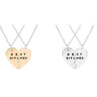 Wholesale 2pcs set joint Heart Best Bitches necklace love pendant necklace for women friendship Fashion Jewelry will and sandy new