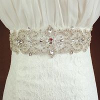 Wholesale Wedding Sashes MissRDress Silver Rhinestones Bridal Belt Crystal Ribbon Pearls Sash For Long Dress JK940