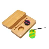 Wholesale Smoke box set Silicone e liquid case wax holder boxs Double plate wooden operating roll tray Smoking cream spoon Silicones pad sets