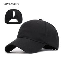 Wholesale Ball Caps Female Hat Fashion Baseball Cap Sports Leisure Golf Solid Color Cotton Breathable Ring Can Be Tied Horsetail