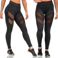 Wholesale Sexy Women Leggings Mesh Patchwork Design Trousers Black Sportswear New Long Fitness Leggings