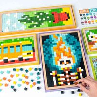 Wholesale Wooden mosaic pixel Puzzle Children s early education intelligence brain and hands on building block toys for boys and girls