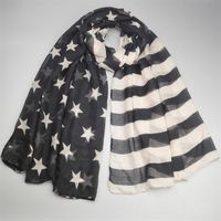 Wholesale 65 Visual Axles Oversized Oblong Style Vintage Viscose American Flag Scarf Women USA Shawls and Scarves SFJ001