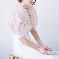 Wholesale 100 Blush Pink Ostrich Feather BRIDAL BOLERO Fur Jacket For Lady Women Evening Gown Wedding dress Bridesmaid Fur Wrap Shawls C0929