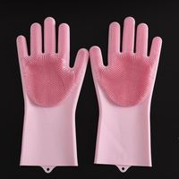 Wholesale Magic Dishwashing Gloves for Washing Dishes Silicone Cleaning Gloves With Brushes Kitchen Household Rubber Sponge Gloves Car Wash LLA7092