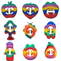 Wholesale Sensory Fruits Animal Cartoon Shape Fidget Hand Grip Toys Silicone Rubber Cartoon Sucker Grab Snap Snappers Wrist Strength Trainer Anxiety Stress Relief G88QZPT