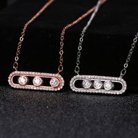 Wholesale Authentic S925 Sterling Silver Move Stone Pendant Long Chain Choker Necklaces for Women Fashion Jewelry Making