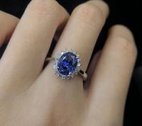 Wholesale Princess Diana William Kate Sapphire Emerald Ruby Gemstone Rings for Women Wedding Engagement Jewelry Sterling Silver