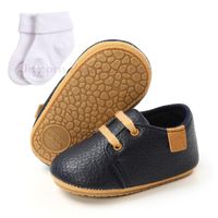 Wholesale First Walkers Baby Socks Shoes Anti slip Soft Rubber Sole For Born Black Leather Retro Moccassins Infant Girl Boys Casual Crib
