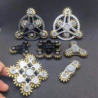 Wholesale New Double Ferris Gear Spinning Top Nine Tooth Linkage Hand Spinner EDC Finger Gyroscope Hight Quality Metal Fidget Toy for Children Adults