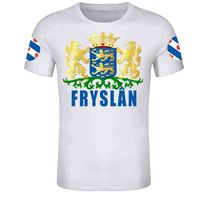 Wholesale Friesland Free Custom Netherlands Province Flag Frisia arms t shirts Emblem Tee Dutch Shirts DIY states City Name Number T shirt X0602