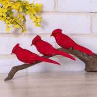 Wholesale Decorative Objects Figurines Artificial Red Birds Shape Ornament Lovely Clips On Christmas Tree Decoration Foam Festival Party DIY Decor L