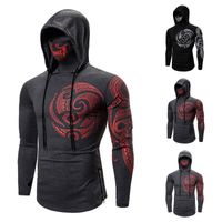 Wholesale E Baihui Spring and Autumn New Stretch Sports Men s Ninja Suit Hooded Long Sleeve T shirt Fashion League of Legends Mask Male G14