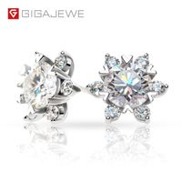 Wholesale GIGAJEWE Christmas Gift Total ct EF color Stud Earring Diamond Test Passed Moissanite k White Gold Plated Silver Snowflake Earrings Jewelry GMSE