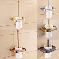 Wholesale Toilet Brushes Holders Wall Mounted Brush Holder Solid Brass Construction Base Ceramic Cup Chrome Gold Rose Golden Antique Black