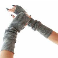 Wholesale Sparsil Women s Winter Autumn Christmas Cashmere Blend Knitted Long Gloves Solid Color Fashion Warm For Lady Elbow Mittens