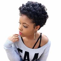 Wholesale Curl hairstyles Pixie Human Hair Wigs Brazilian Short Afro kinky curly machine madewigs Lace Front HumanHair Wig For Black Women