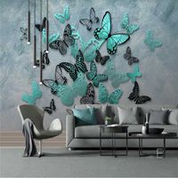 Wholesale Wallpapers D Po Wallpaper Mural HD Hand painted D Stereo Butterfly Nostalgic Background Wall Custom Covering