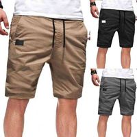 Wholesale Plus Size Men Casual Shorts Solid Color Straight Knee Length Wide Leg Multi Pockets Cargo Shorts Summer Streetwear Shorts H1210