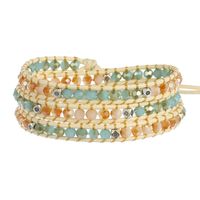 Wholesale Tennis Faceted Crystal Wrap Bracelet Geometric Alloy Beads Champagne Green Handmade Braided Layers Boho Bracelets For Women
