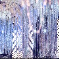Wholesale Party Decoration Rose Gold Metallic Foil Tinsel Streamer Curtains Door Rain Home Room Wedding Deco Stage Backdrop Background Po Props