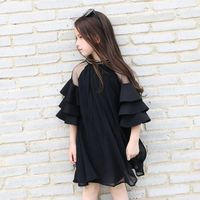 Wholesale Girl s Dresses Teen Girls Dress Christmas Black Stylish Party Ceremony Chiffon For Junior Students Girl Years