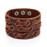 Wholesale Fashion Genuine Leather Bracelet for Men Brown Wide Cuff Bracelets Bangle Wristband Vintage Punk Male Jewelry Gift