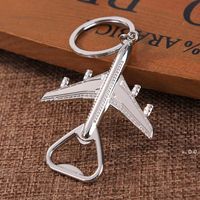 Wholesale Keychain Bottle Opener Airplane Shape Cute Key Chain Ring Aircraft Promotional Creative Guest Party Favor Small Wedding Gift FWE11643