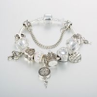 Wholesale Strands bracelet charm white crystal beads DIY heart pendant jewelry