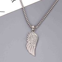 Wholesale Vintage Halloween Dress Up Fashion Brand Angel Wings Feather Pendant Men s Student Personality Titanium Steel Necklace