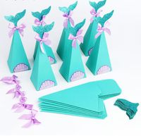 Wholesale Mermaid Birthday Party Decorations Favor Box DIY Paper Box Bags Baby Shower Mermaid Candy Boxes with Ribbon