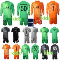 Wholesale 21 Youth Germain Long Sleeve Soccer jerseys GK Goalkeeper Keylor Navas Jersey Gianluigi Donnarumma Kids kit Football Shirt