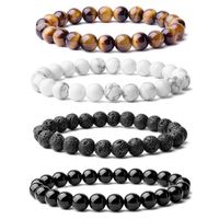 Wholesale 8mm Natural Stone Beads Bracelet Men s Gorgeous Semi Precious Black Onyx Lava Tiger Eye Healing For Women Men Jewelry