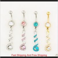 Wholesale D0554 Colors Body Jewelry Nice Style Navel Belly Ring Mix Colors Stone Drop Shipping Factory Price Onzrb Nmit