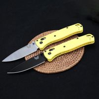 Wholesale Benchmade S Bugout AXIS Folding Knife White blades Yellow handles and black blade D2 S30V Polymer Handle Camping Portable Pocket Knives HW614