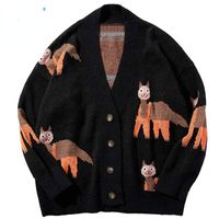 Wholesale Men s Sweaters FAVRE Cardigan Sweater Men Hip Hop Knitted Alpaca Pattern Harajuku Vintage Oversized Streetwear Women Loose Pullover