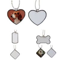 Wholesale Blank Sublimation Stainless Steel Chain Dog Tag Necklace Pendant Heat Thermal Transfer Printing DIY Pet ID Card Smooth Metal Pendant H3853F3