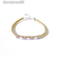 Wholesale Bangles Bracelet Korean Fashion Titanium Steel Shiny White Oil Drop Round with Diamond Gold Beads Watch Adjustable